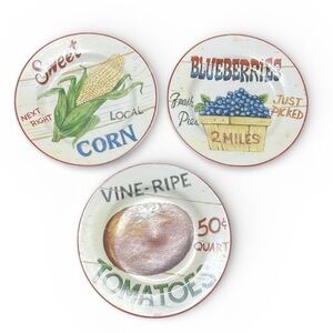Home Trends Farm Fresh Dessert Salad 8" Stoneware Plates set of 3